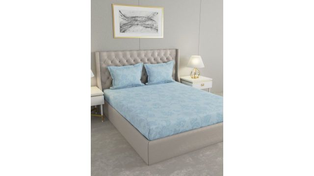 Raymond Home Everfresh Blue Floral Cotton Shrink Resistant King Bedsheet