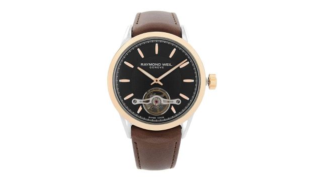 Raymond Weil Men Black Dial & Brown Analogue Automatic Watch