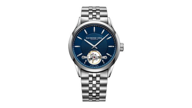 Raymond Weil Men Blue Dial & Silver Toned Stainless Steel Watch