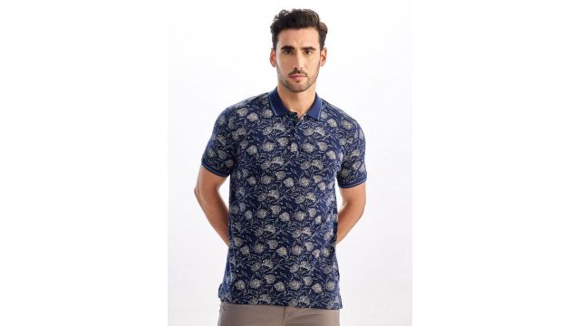 Red Flame Men Printed Polo Collar Pockets T-shirt