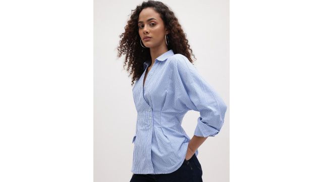 Roadster The Life Co. Striped Seersucker Casual Shirt