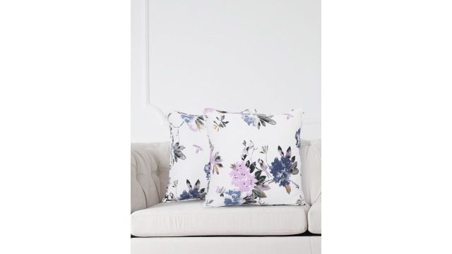 SWAYAM White & Pink Set of 2 Floral Square Cushion Covers