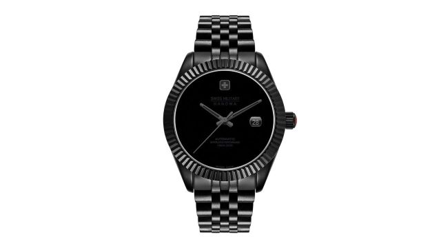 SWISS MILITARY HANOWA Men Automatic (Swiss Made) — Black Dial, Steel Bracelet