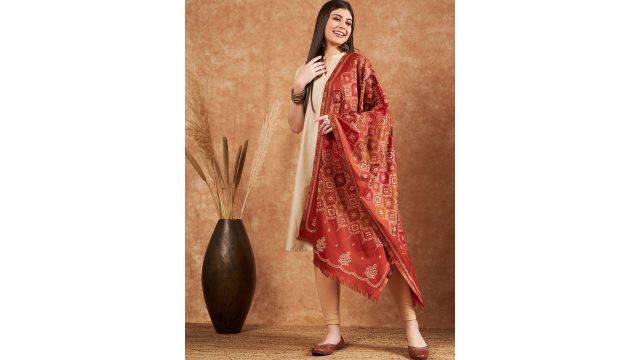 Sangria Floral Woven Design Winter Pashmina Woollen Stole