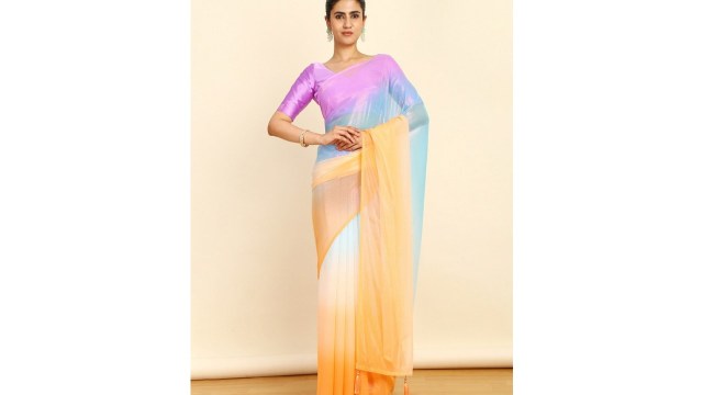 SochOmbre Pure Chiffon Saree