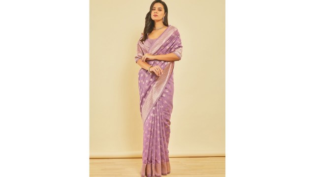 SochWoven Design Zari Silk Tussar Saree