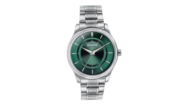 SonataMen Embellished Dial & Stainless Steel Bracelet Style Straps Analogue Watch 77149SM02