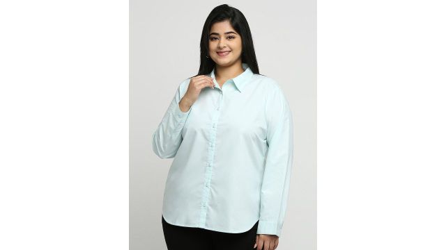 Style Quotient Women Plus Size Smart Formal Cotton Shirt (Solid)
