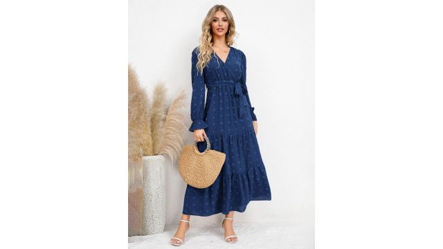 StyleCast Navy Blue V-Neck Maxi Dress