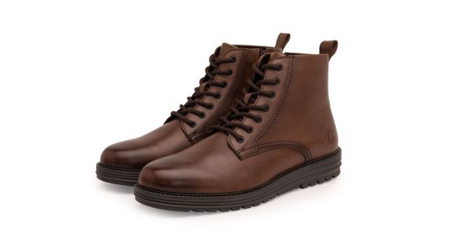 THOMAS CRICK Men Lace‑Up Casual Leather Biker Boots
