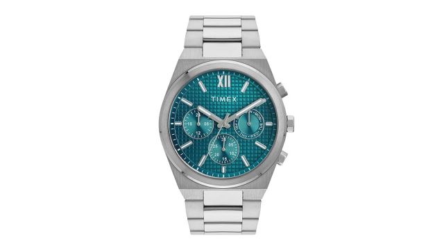 TIMEX Analog Watch for Men (42mm Teal Dial with Silver Bracelet)