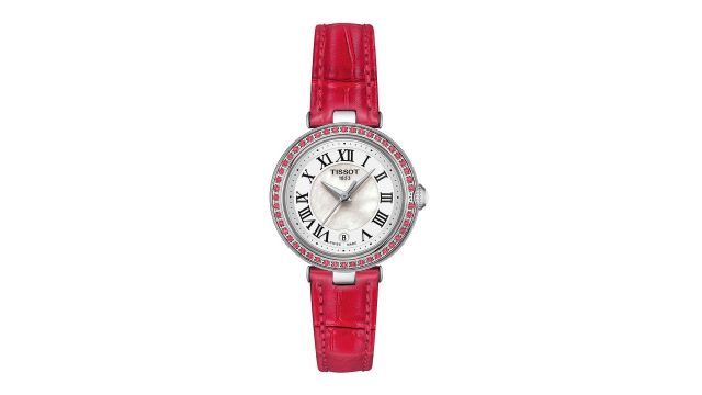 TISSOT Women Embellished Analogue Leather Straps Watch