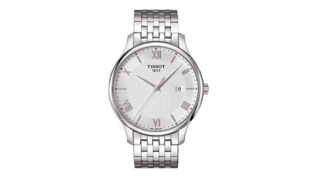 TISSOTMen Silver-Toned Tradition Swiss Analogue Watch T0636101103800