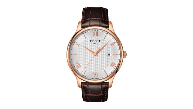 TISSOTMen Silver-Toned Tradition Swiss Analogue Watch T0636103603800