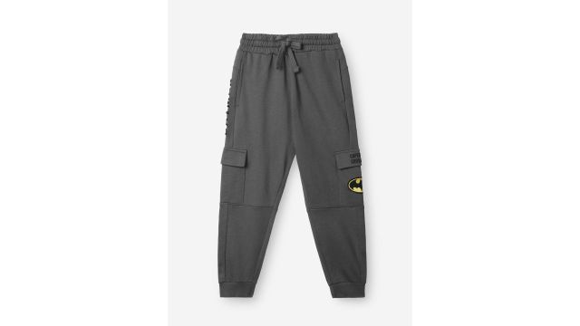 The Souled Store Boys Embroidered Cotton Mid‑Rise Joggers (Grey)