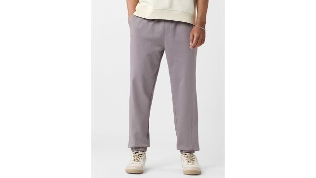 The Souled Store Men Relaxed‑Fit Mid‑Rise Track Pant (Grey)