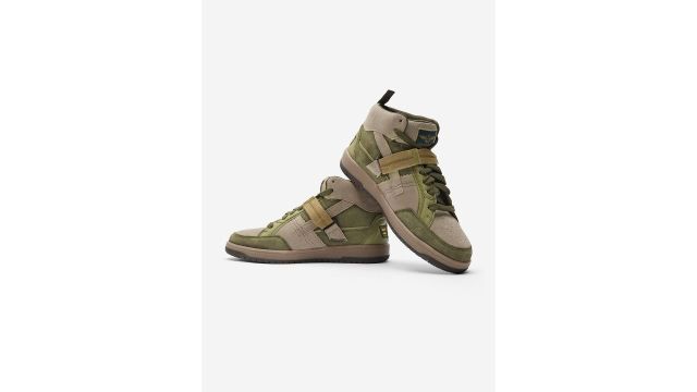 The Souled Store Men Textured Suede High‑Top Sneakers (Olive)
