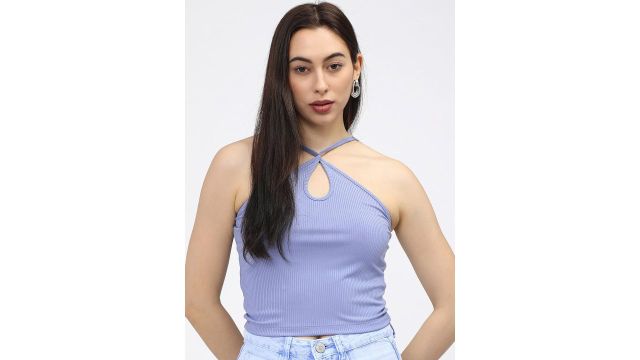 Tokyo Talkies Purple Strappy Solid Top