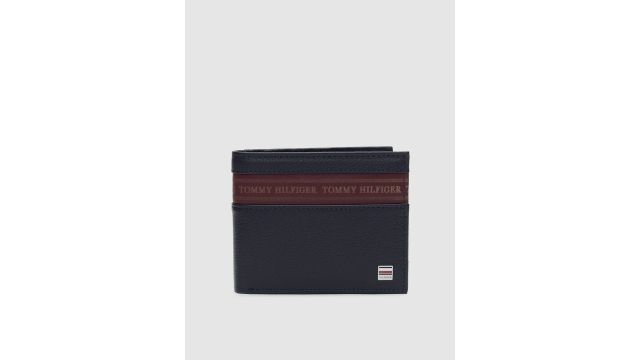 Tommy Hilfiger Men Navy Blue Solid Two Fold Leather Wallet