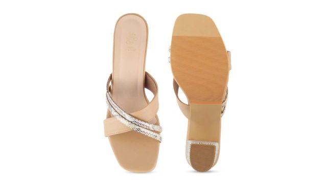 Tresmode Textured Cross Strap Block Heels