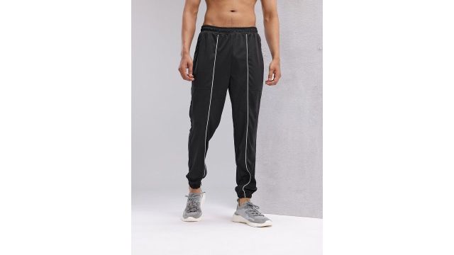 Typography Rapid‑Dry Running Joggers (Black/White)