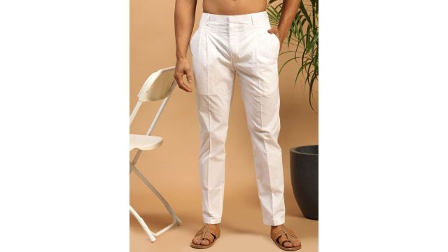 VASTRAMAY Mid‑Rise Cotton Pyjama (White)