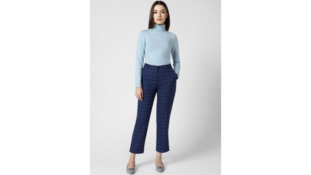 Van Heusen Woman Checked Formal Trousers