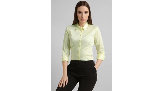 Van Heusen Women’s Regular Fit Solid Full Sleeve Cotton-Rich Formal Shirt
