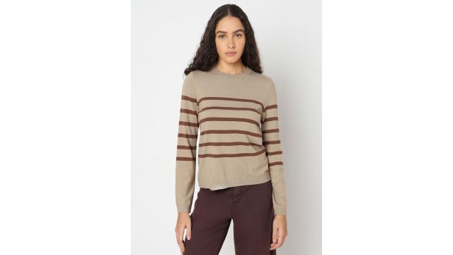 Vero Moda Women Striped Round Neck Sweater