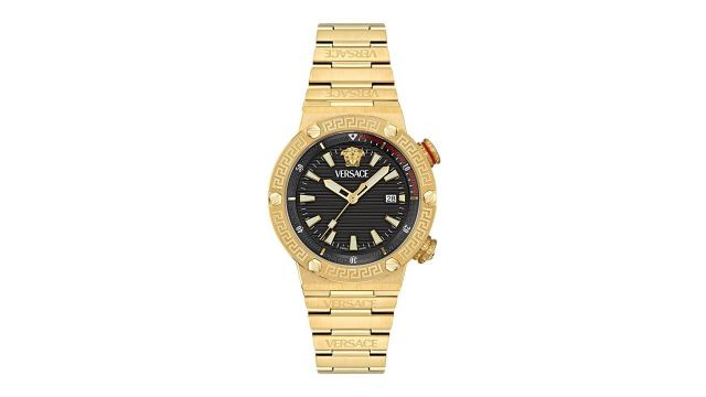 Versace Men Textured Dial & Stainless Steel Analogue Watch