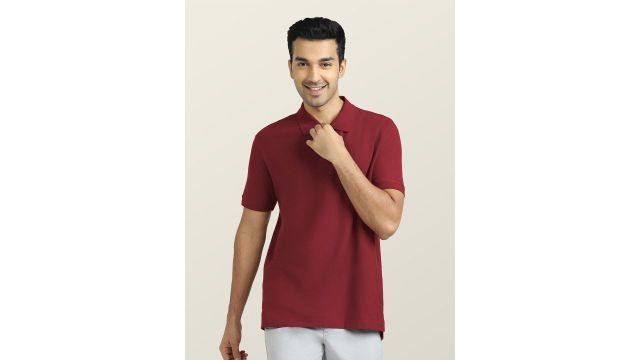 XYXX Men Maroon Polo Collar Antimicrobial Cotton T-shirt