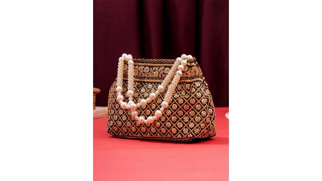 Yellow Chimes Beaded Wristlet Potli