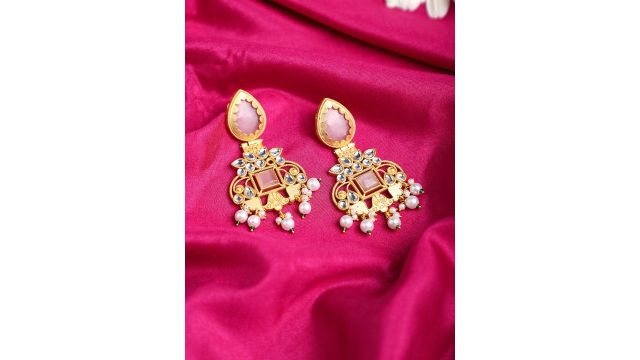 Yellow Chimes Women Gold-Toned Contemporary Drop Earrings