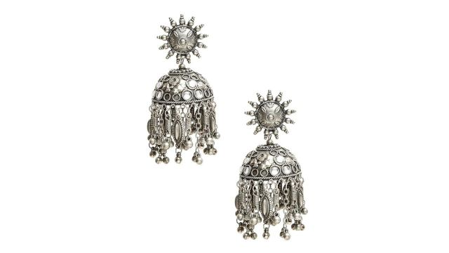 YouBella Jewellery Celebrity Inspired Oxidised Silver Big Size Jhumki Earrings