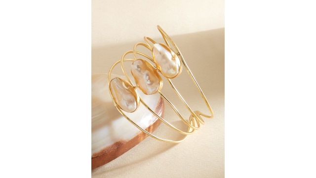 Zaveri Pearls Gold‑Plated Brass Pearl Cuff (Women)