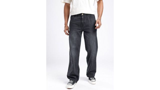 glitchez Men Wide Leg Light Fade Stretchable Jeans