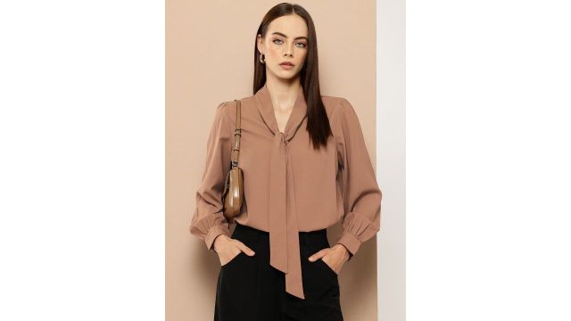 her by invictus Tie-Up Neck Crepe Top
