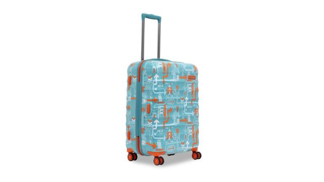 uppercase Printed Hard‑Sided Medium Trolley Suitcase (Teal Blue)