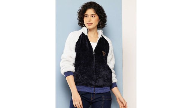 Aarika Mock Collar Faux Fur Bomber Jacket