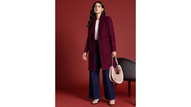 All About You Solid Notched Lapel Longline Overcoat