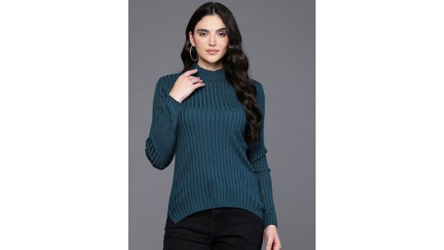 Allen Solly Woman Ribbed High Neck Pullover