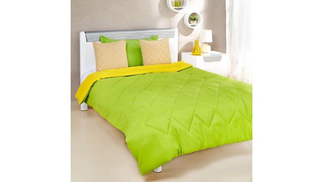 Amazon Brand – Solimo Microfiber Reversible Comforter (Single, Green/Cheery Yellow)