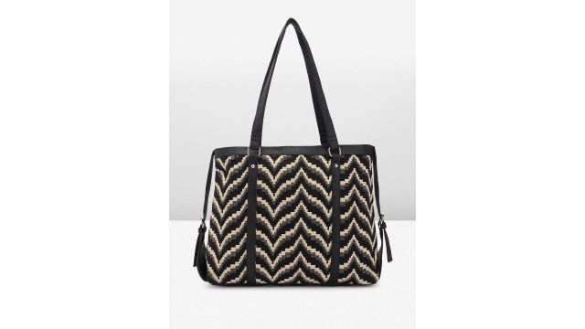 Anouk Geometric Printed Oversized Shopper Office Tote (Black)