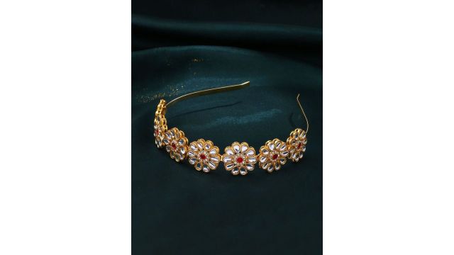 Anouk Women's Rajputi Gold-Plated Kundan Matha Patti Hairband