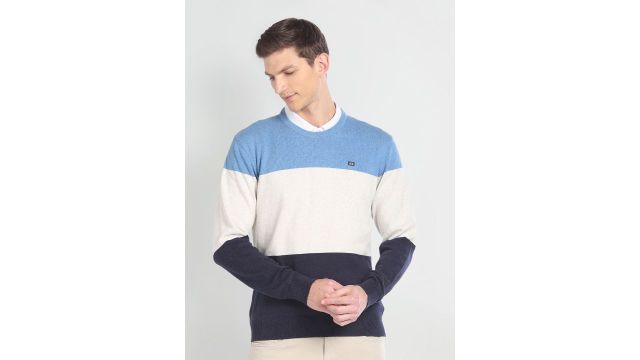 Arrow Sport Colourblocked Pure Cotton Pullover