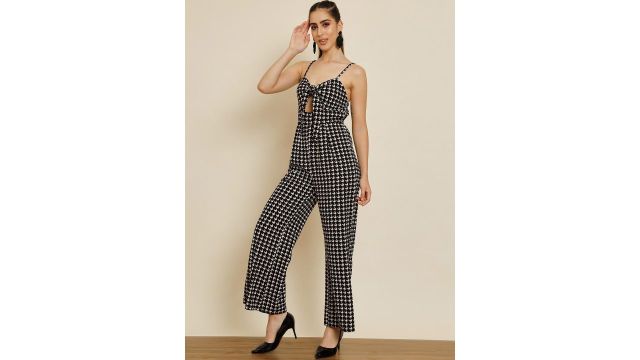 BAESD Printed Cut-Out Basic Jumpsuit