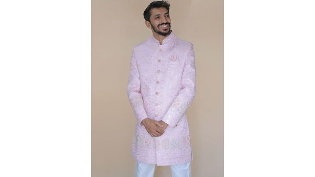 BAESD Sequin Embroidered Sherwani (Pink)