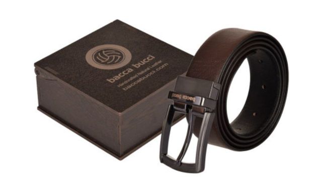Bacca Bucci Men Black & Brown Solid Reversible Leather Belt