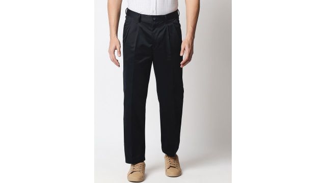 Basics Men Navy Blue Chinos Trousers