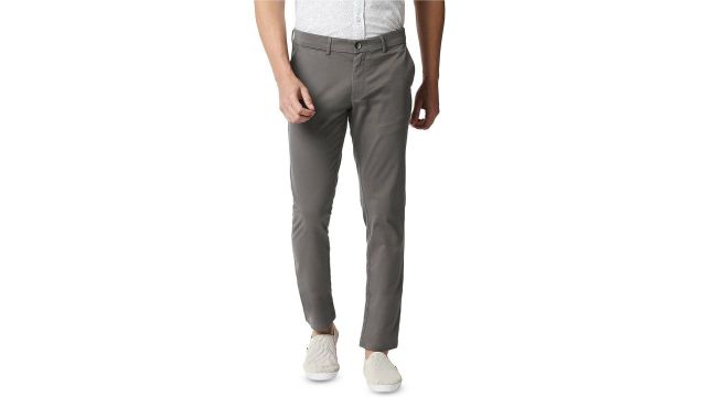 Basics Men Tapered Fit Mid-Rise Cotton Casual Denim Chinos Trouser